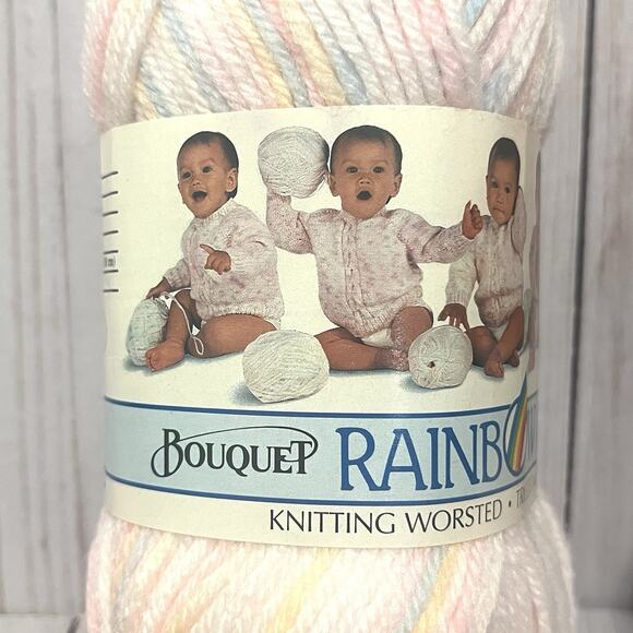 Bouquet Rainbow Prints Pink Pastels Knitting Worsted Lot of 2 Skeins - Picture 2 of 5